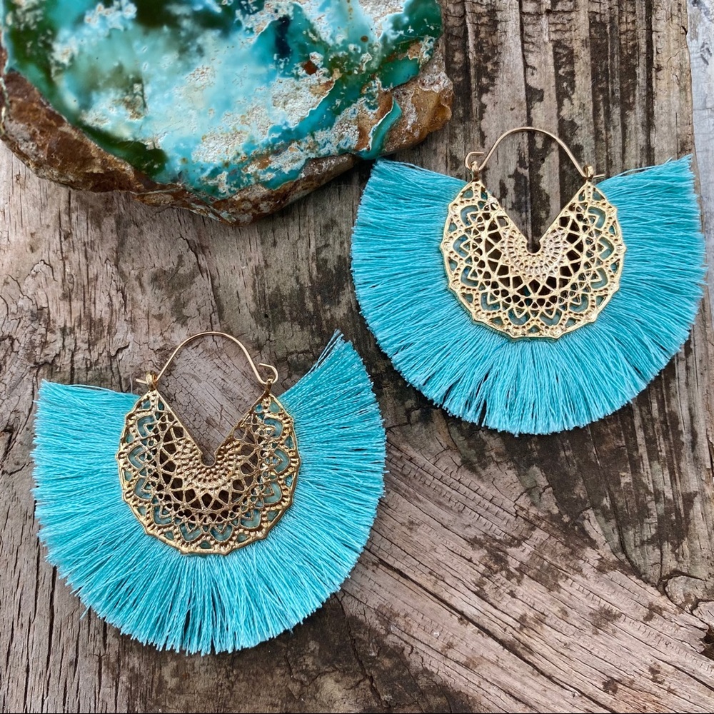 Anthro Amelia Mint Filigree Earrings